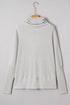 Textured Knit Drawstring Cowl Neck Oversize Slit Hem Top